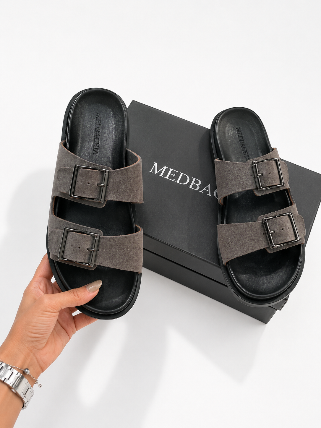 6DAE2EF1-BDDE-4200-9B20-374288D61FDC SANDAL DARK GREY - Image 1