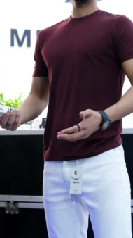 DARK BURGUNDY BASIC T-SHIRT - Image 3