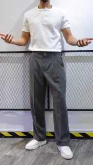 SILVER RELAXED FIT PLEATED TROUSERS - Image 3