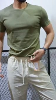 MOSS GREEN BASIC T-SHIRT - Image 2